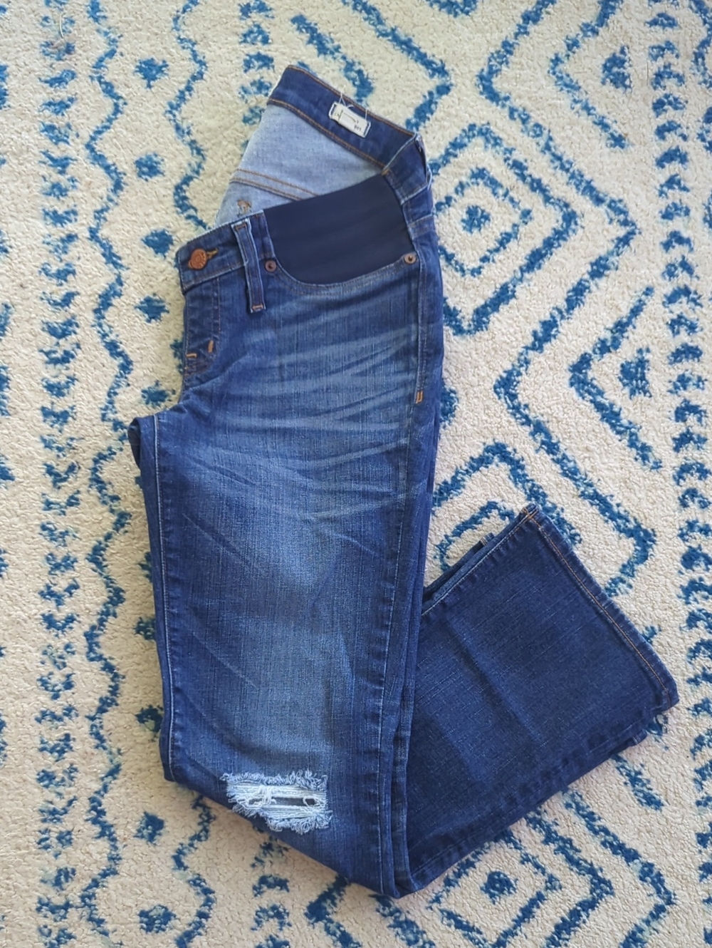 Madewell Dark Blue Distressed Maternity Flare Jeans